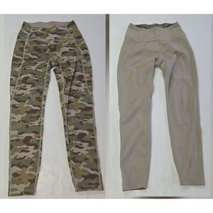 1st Phorm Reversible Camo Leggings Womens Small Green Tan High Rise Activewear